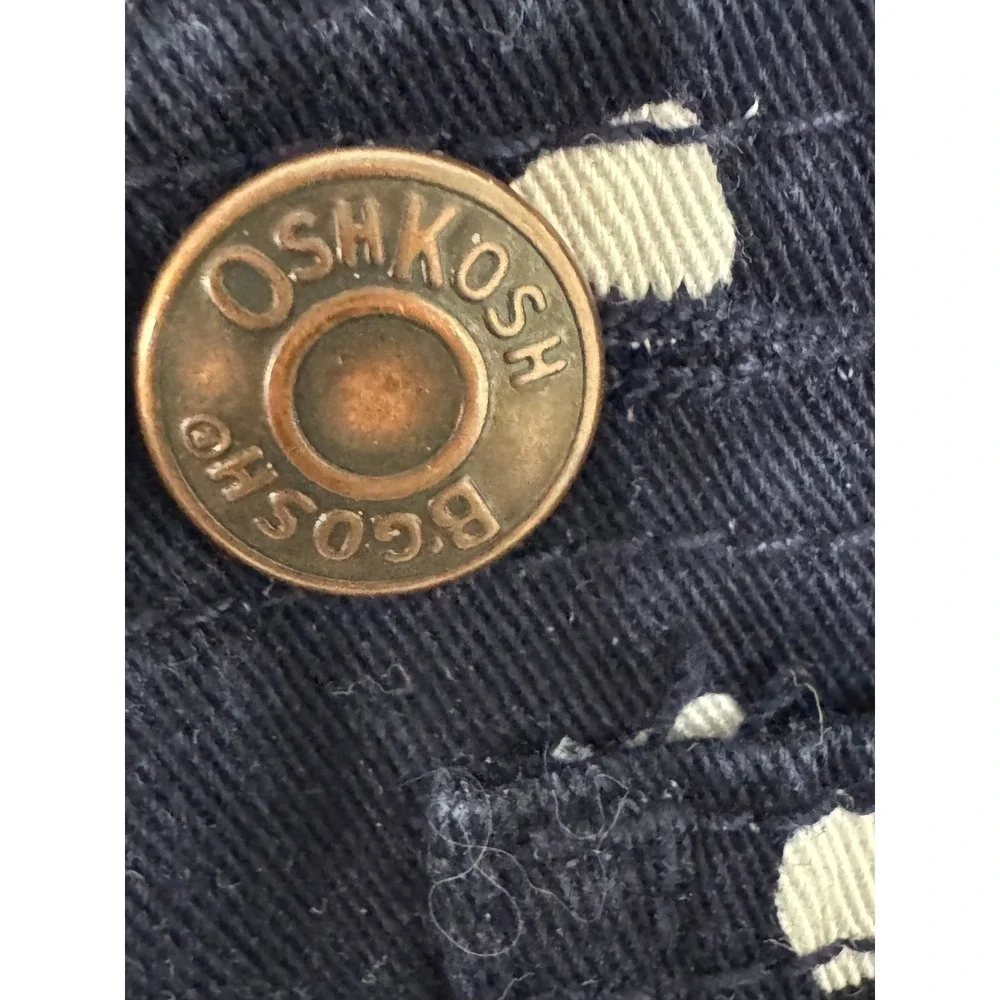 OshKosh B'gosh Girls Navy Blue Heart Print Denim Bib Jumper Dress 24 Months